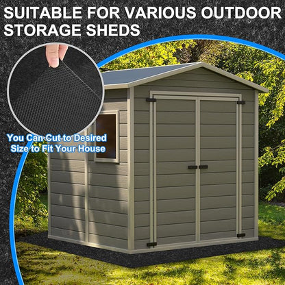 3 mm Thickened Outdoor Storage Shed Mat, 6x8 ft Waterproof Shed Flooring Mat for Patio Furniture Floor Protecting from Wear/Liquid/Dust/Oil, Non-Slip Felt Rubber Rug Pad [Grey]