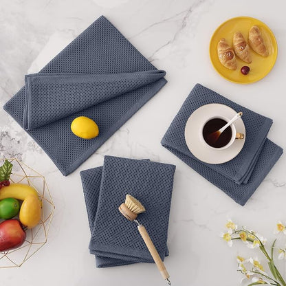 Homaxy 100% Cotton Oversized Waffle Weave Kitchen Towels, 3-Pack, Dark Grey | 20 x 28 Inches, Ultra Soft Absorbent Dish Towels, Quick Drying Large Cleaning Towels