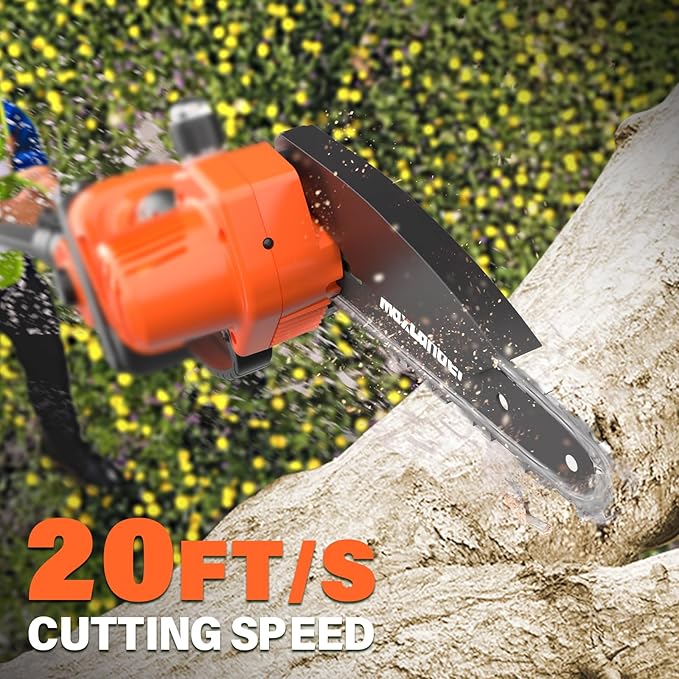 MAXLANDER 2-in-1 Cordless Pole Saw & Mini Chainsaw, 6'' Electric Pole Saws for Tree Trimming, 20V Battery Pole Saw with 2 Chains, 14ft Reach Pole Chainsaw(2PCS Battery and Charger Included)