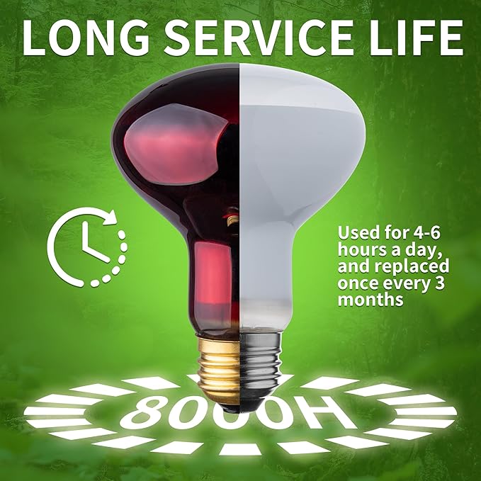Heat lamp Bulbs Day & Night Combo, 100 Watt UVA Daylight Basking Spot Light and Red Infrared Heating Light for Bearded Dragon, Turtle, Lizard, Snake, Tortoise, Chameleon, Amphibians - 2 Pack