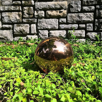 30 cm/12 inch Diameter Gazing Globe Mirror Ball,Rose Gold Stainless Steel Polished Reflective Smooth Garden Sphere,Colorful and Shiny Addition to Any Garden or Home