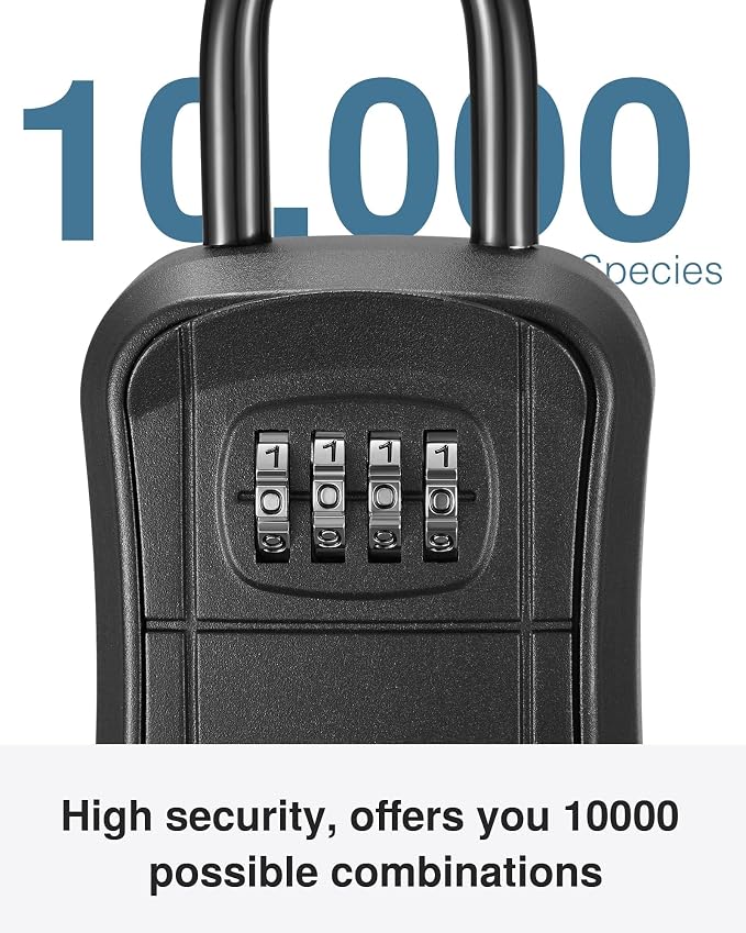 Puroma Key Lock Box Outdoor 4 Digit Code Combination Lockbox House, 2 Black | For Contractors Guest Realtor Storage Keys, Portable, Home Wall Mount, Resettable, Combination, Weatherproof, High-capacity