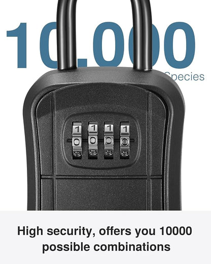 Puroma Key Lock Box Outdoor 4 Digit Code Combination Lockbox House, 2 Black | For Contractors Guest Realtor Storage Keys, Portable, Home Wall Mount, Resettable, Combination, Weatherproof, High-capacity