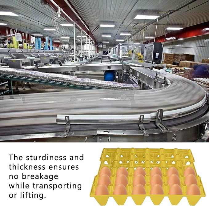 TOPINCN 5PCS Plastic Egg Tray, 30 Cell Egg Crates Holder Flats with Sturdy Stackable Design for Storage Transportation Home Farm Supplies (Yellow)