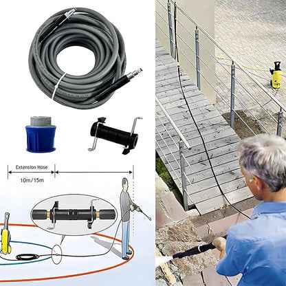 5800PSI/400Bar Ultra Flexible Pressure Washer Hose for Bosch Home Cleaning, 5M-30M High Pressure Extension Tube with Quick-Connect Adapter,(Red/Blue/Yellow/Green/Grey/Orange/Light Blue)(Grey,64FT)