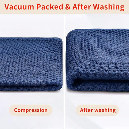Homaxy 100% Cotton Waffle Weave Kitchen Dish Cloths, 7-Pack, Navy Blue | 12 x 12 Inches, Ultra Soft Absorbent Dish Towels, Quick Drying Dish Rags with Hanging Loop