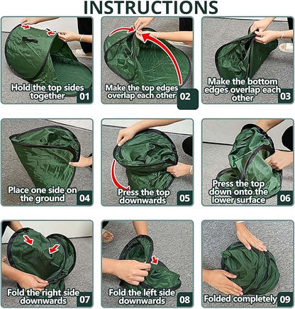 2 Pcs Foldable Pop Up Leaf Collector, Miniature Leaves Pickup and Loader Bag, Lawn Portable Leaf Bags for Cleaning Up Garden Weeds Branches Waste Trash