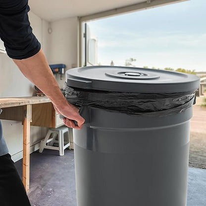 PRO&Family 20 Gallon Trash Can with Lid Round Ingredient Storage Containers Recycling Bin Kitchen Garbage Can Office Garbage Can Trash Barrel Plastic Barrel Yard Waste Bin Outdoor Trashcan (3, Gray)