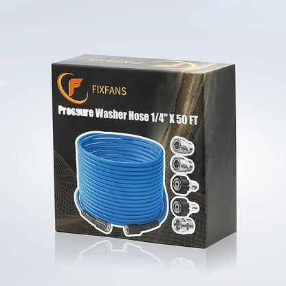 Upgrade Pressure Washer Hose – 1/4" X 50 FT Power Washer Extension Hose – Kink & Wear Resistant High Pressure Hose for Replacement – Compatible with M22 Fittings Stainless Steel– 3600PSI