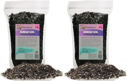 Premium Bonsai Soil Potting Mix by Gardenera - 10 Quart- Crafted with Canadian Peat Moss and Perlite for Optimal Bonsai Health (2 Bags of 5 Quart)