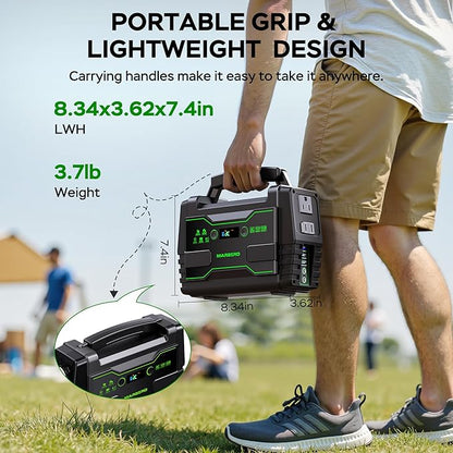 MARBERO Portable Power Station 155Wh Camping Solar Generator 100W with AC DC and USB Outputs LED Fast Charge for Outdoor Adventure Hiking RV Home Blackout Backup CPAP Emergency (Solar Panel Optional)