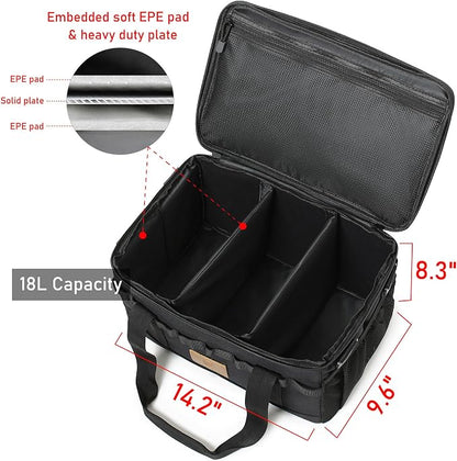Tactical Camping Storage Bag 18L Tactical Utility Tote Bag Camping Cookware Organizer Trunk Organizer (Black)