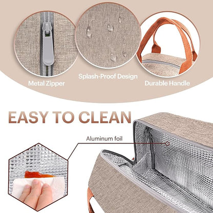 Lunch Bag for Women & Men Adult Insulated Lunch Box, Small Leakproof Cooler Food Lunch Containers Reusable High Capacity Lunch Tote Bags for Work, Travel, Outdoor (KHAKI)