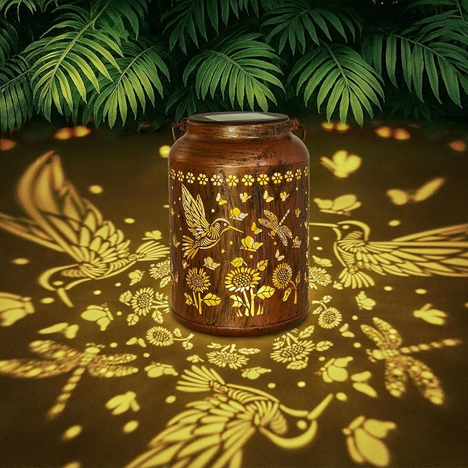Hummingbird Lantern Solar Outdoor, Birthday Gifts for Women, Mom, Grandma Solar Light Outdoor Waterproof LED Decorative Garden for Lawn, Landscape, Patio, Porch Hanging Lantern for Christmas Decor