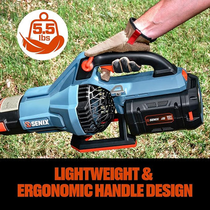 SENIX Leaf Blower Cordless, 60V Max 1300W Brushless Electric Leaf Blowers, 810 CFM & 170 MPH, Stepless Speed, Cruise Control, 60V 4.0Ah Battery & Charger Included,Blowers for Lawn Care, Yard, Garden