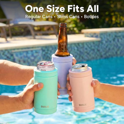 DUALIE 3 in 1 Insulated Can Cooler - 15+ Colors - Universal Size for 12 oz Cans, Slim Cans, and Bottles