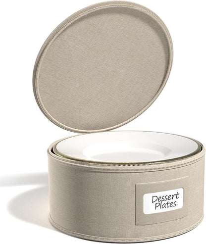 Sorbus China Storage Containers – Dinnerware Organizer for Salad Plates with Lid (Holds Service for 12) with Felt Protectors – 8.5" x 5.5"
