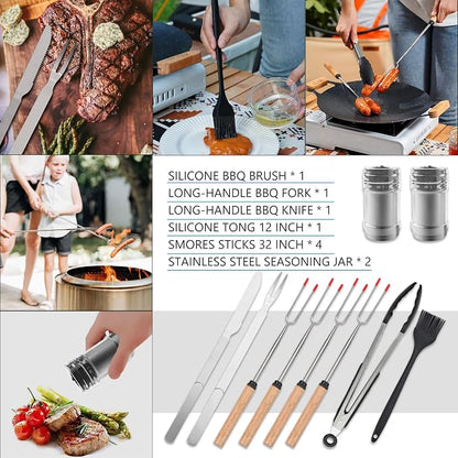 Wesqunie Camping Cookware Cooking Utensils Set - 25Pcs Camp Kitchen Essentials Kit, Portable Outdoor Camper Gear Accessories, Overland Equipment for RV Picnic Grill | Portable Camping Essentials, Stainless Steel Cookware Kit, Compact Storage for Camper...