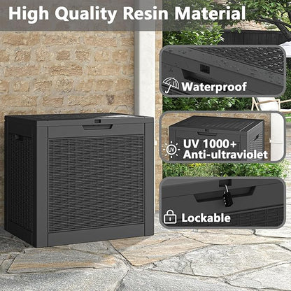 Outdoor Storage Box,2 Packs 31 Gallon Deck Box, Large Resin Storage Cabinet for Gardening Tools, Patio Pillow, Lockable, Waterproof and UV Resistant