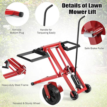 Goplus Lawn Mower Lift, 500LBS Zero Turn Mower Lift with Hydraulic Jack, Mower Lift Jack for Riding Tractors