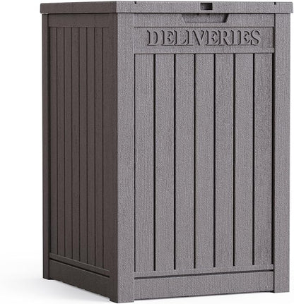 55 Gallon Plus Lockable Resin Deck Box, Waterproof Outdoor Storage Box for Patio Furniture, Garden Tools, Pool Accessories, UV-Resistant Outside Delivery, Grey