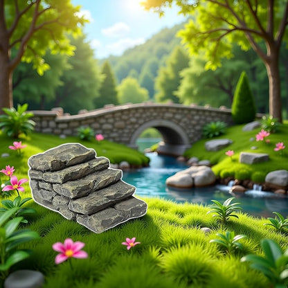 1Pc Gray Outdoor Miniature Resin Bridge Stair Stone Straight Bridge Stairs Stone Steps Garden Fairy Ornament Flower Pot Plant Micro Landscaping Decor Bonsai Craft Straight Stairs Statues Décor
