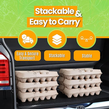 Egg Cartons - Pre Printed Paper Pulp Egg Crate - Reusable Egg Cartons 12 count, Dozen Eggs Containers, Lightweight Storage Crate for Farm Supply (Pack of 200)
