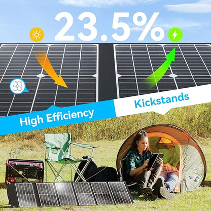 Extreme Lightweight and Compact Foldable Ecosonique 100W Portable Solar Panels Charger for Camping Power Station, Solar Generators, Cell Phones with USB QC3.0, Type-C PD3.0, Anderson and XT60 DC 20V