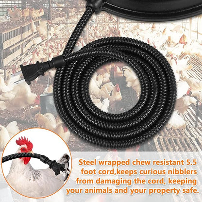 Poultry Chicken Water Heater - Water Heater Base for Winter, for Plastic/Metal Poultry Waterer, Thermostatically Controlled Heated Waterer for Chickens 80W,Chicken Coop Accessories