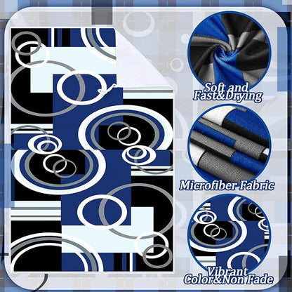 Boyiee 6 Pcs Modern Geometric Kitchen Towels | Black Gray Blue Dish Hand Towels, 24 x 16 Inches Gifts, Geometric Decorative Tea Cloth Gifts for Farmhouse Kitchen Bathroom