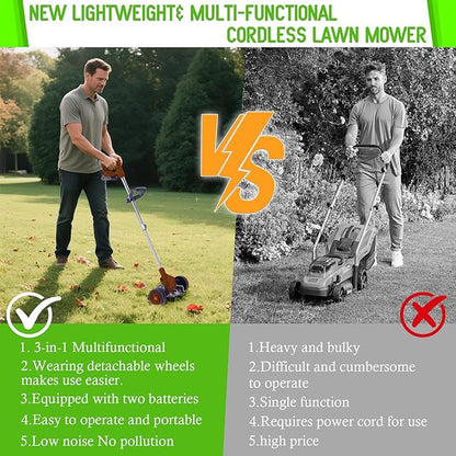 Weed Wacker Cordless Adjustable Weed Eaters 3 in 1 Electric String Trimmer Lawn with Two Battery with Charger Comes with Multiple Blades for Yard,Green,Garden(Coffee)