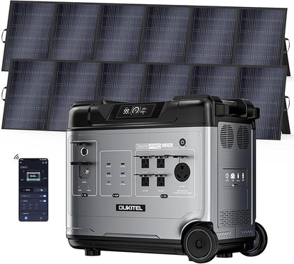 OUKITEL 5120Wh Power Station with 2x500W Solar Panels (2025 NEW), P5000 Pro Large Capacity Solar Generator, 5x3600W AC Output (5000W Peak), 1800W Fast Charging, 1000W MPPT Solar for Home Backup, RV