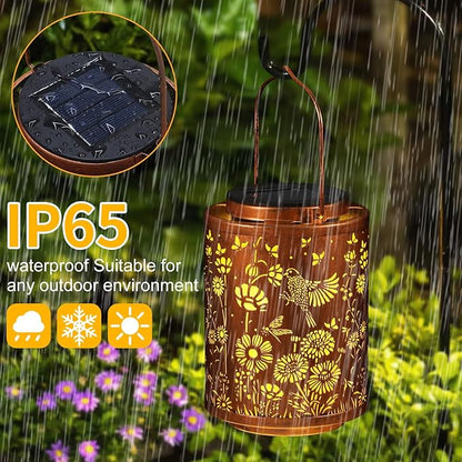 Solar Lanterns Garden Decor Birthday Gifts for Women Mon Grandma Metal Hanging Solar Lights Waterproof Outdoor Decoration for Outside LED Lanterns for Yard Patio Lawn (Birds)