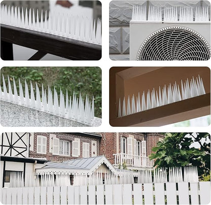 OFFO Bird Spikes Pigeon Outdoor Spikes for Cat Keep Birds Raccoon Woodpecker Away Covers 40 Feet(12.2m), Frosted White