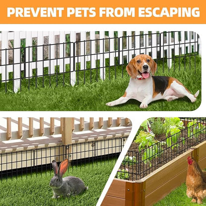 KYATE Garden Fence Animal Barrier, 30 Panels No Dig Fence 42.5ft(L) x13in(H), Rustproof Metal Defense Border, Dogs Rabbits Blocker Fence for Outdoor Yard & Patio