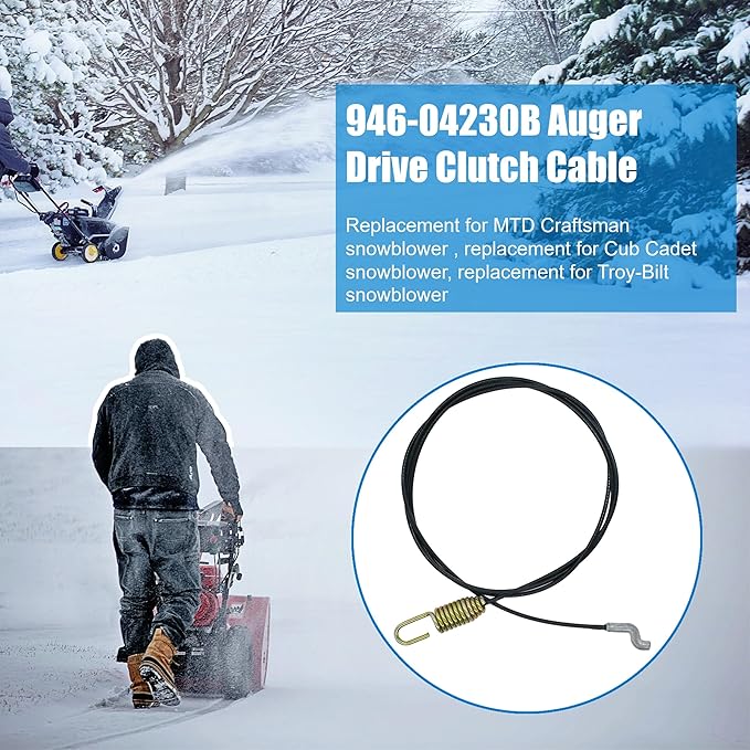 946-04230B Auger Cable Replacement for Troy-Bilt MTD Crafts-Man Cub-Cadet Snowblower, 746-04230 Replacement for Yard Machines Snow Thrower 946-04230A 946-04230