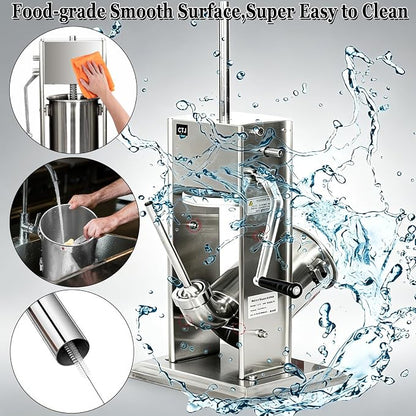 CTJ Sausage Stuffers Stainless Steel Sausage & Churro Maker 3L/7Lb | Manual 2 in 1 Sausage Stuffer & Churro Maker, 2-Speed Adjustable Vertical Sausage Maker, 4 Stuffing Tubes & Churros Nozzle