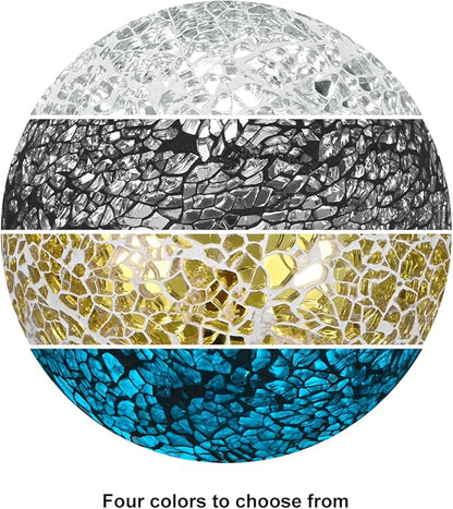 Decorative Ball for Bowls, 4 Inch Mosaic Glass Balls Decorative Glass Orbs for Home Decor/Dining Tables/Wedding Party/Coffee Table/Centerpiece Decor [Silver]