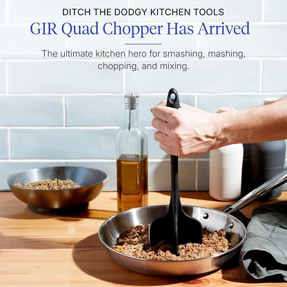 GIR: Get It Right Premium Silicone Quad Meat Chopper with 4 Blade Design - Kitchen Tools Meat Smasher for Ground beef, Potato Mash and Hamburger - Ultimate - 12 IN, Black