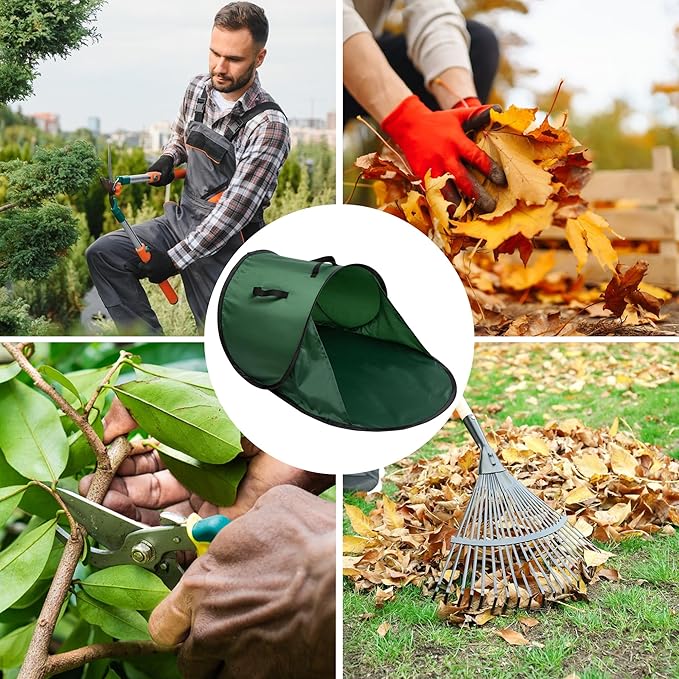 2 Pcs Foldable Pop Up Leaf Collector, Miniature Leaves Pickup and Loader Bag, Lawn Portable Leaf Bags for Cleaning Up Garden Weeds Branches Waste Trash