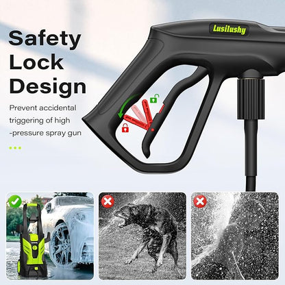 Pressure Washer, Power Washer with 4 Nozzles and Foam Cannon, High Pressure Cleaning Machine for Cars, Driveways, Fences, Patios, Home Cleaning, Green