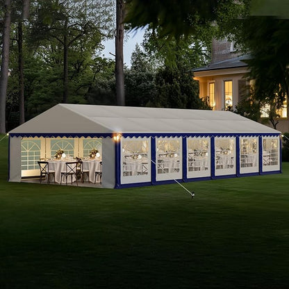 GREEN PARTY 20x40FT Party Tent Heavy Duty, Large Wedding Event Shelters with 7 Carry Bags & Removable Sidewalls, Outdoor Canopy Gazebo Commercial Tents for Parties Carport Camping Garden Patio