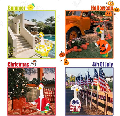 8 Sets Seasonal Holiday Porch Goose Outfits Summer Outfits Fall Halloween Christmas Birthday All Seasons Garden Goose Clothes for 23" Cement Statue Lawn Patio Outdoor Decoration(Classic Style)