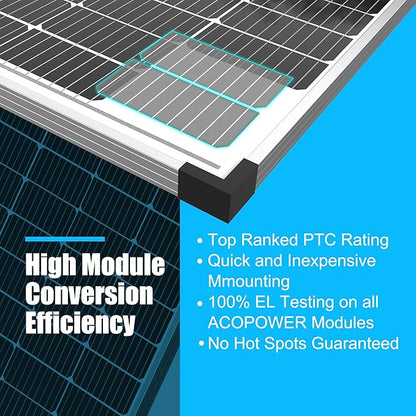 ACOPOWER Solar Panel 175Watt 12 Volt,Monocrystalline High-Efficiency 175 Watt PV Module Power Charger for RV Caravan Marine Camper Rooftop Farm Battery and Other Off-Grid Applications