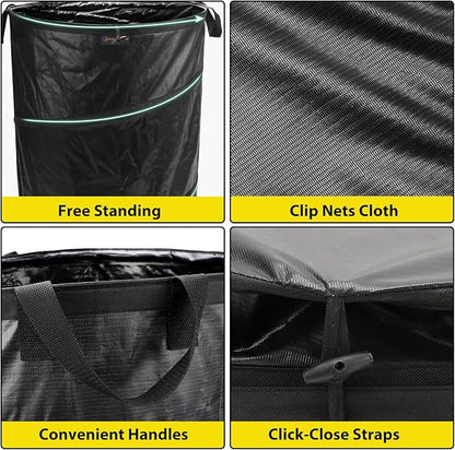 YUDI & GARDEN 45 Gallon Collapsible Garden Bag｜Collapsible Trash Can｜Camping Trash Can,Black,for Collecting Weeds, Party and Yard Waste