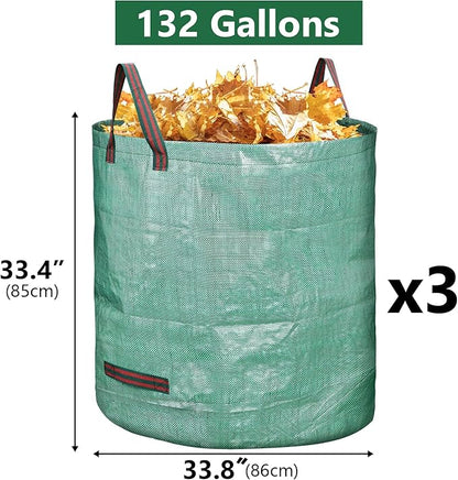 3 Pack 132 Gallon Reusable Yard Waste Bags Heavy Duty Lawn and Leaf Bags Yard Waste Container Garden Grass Bags