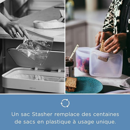 Stasher Premium Reusable Silicone Food Storage Bowl, Clear, 1-Cup | Food-Safe Silicone, Freezer, Sous Vide, Microwave, Dishwasher, Oven Safe, Meal Prep, Lunch Container, BPA-Free, Eco-Friendly