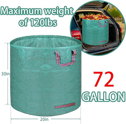 Reusable yard waste bags. 72-gallon large leaf bags(1-pack) Heavy-duty yard garden bag. Leaf bags with 4 handles that can stand upright. Great for collecting leaves and grass clippings