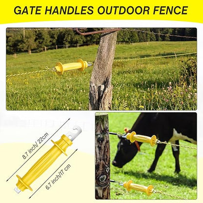 SATINIOR 46 Pcs Electric Fence Kit Included 3366ft/ 1026m Electric Fence Polywire, 40 T Post Insulators Socket, 5 Yellow Rubber Gate Handle Insulators for Fencing Horse, Cattle, Predator Protection