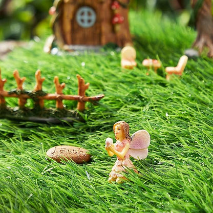 Juvale 8 Piece Miniature Fairy Garden Accessories Outdoor Decor Figurines Kit for Kids, Mini Whimsical Ornaments and Decorations for Patio, House, Garden, Desk, Yard Supplies